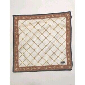 Rudolph Valentino Women's Square Scarf Handkerchief Cream Brown Black 18" x 18"